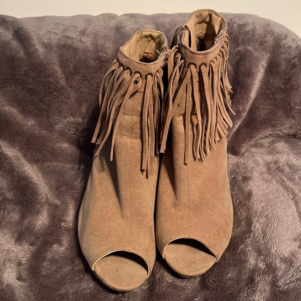 Adriana New York heeled peep toe boots
